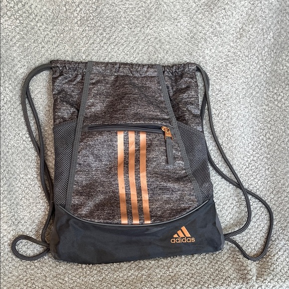 Adidas Black and Gray Drawstring Backpack - Picture 1 of 2